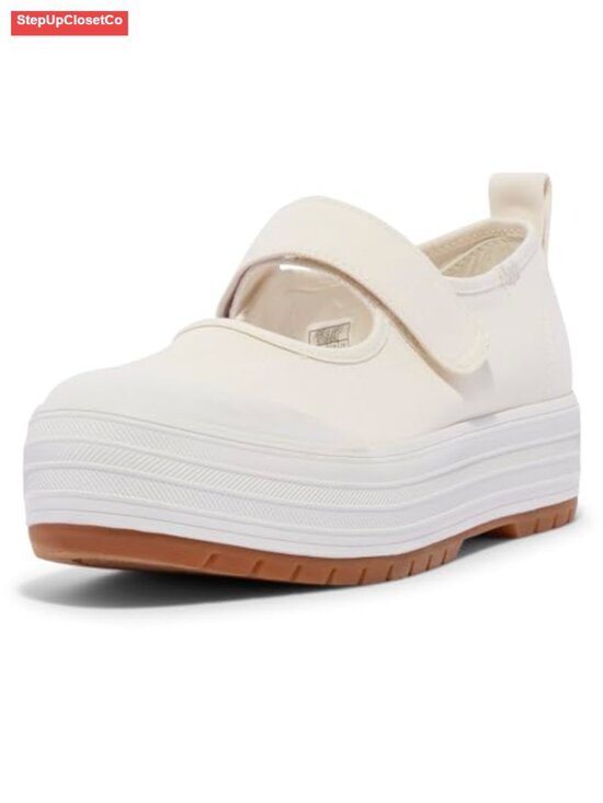 Shoes - Platform Mary Jane Sneakers Hook-and-Loop Closure Canvas Upper Cushioned Sole